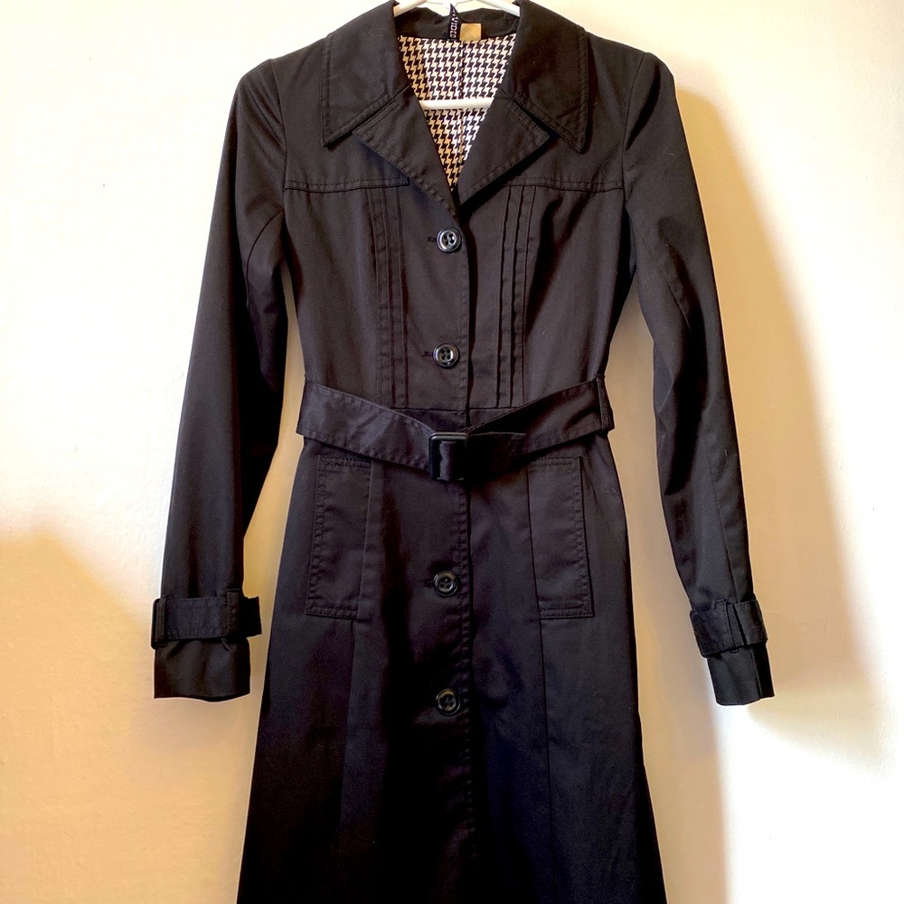 H&M Fitted Black Trench Coat Size 2